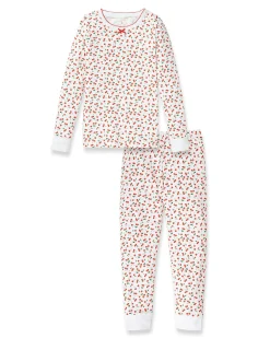 Kids Petite Plume Kids Pima Snug Fit Pajama Set in Cherry Orchard
