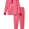 Kids Petite Plume Kid's Pima Snug Fit Pajama Set in Red Stripe