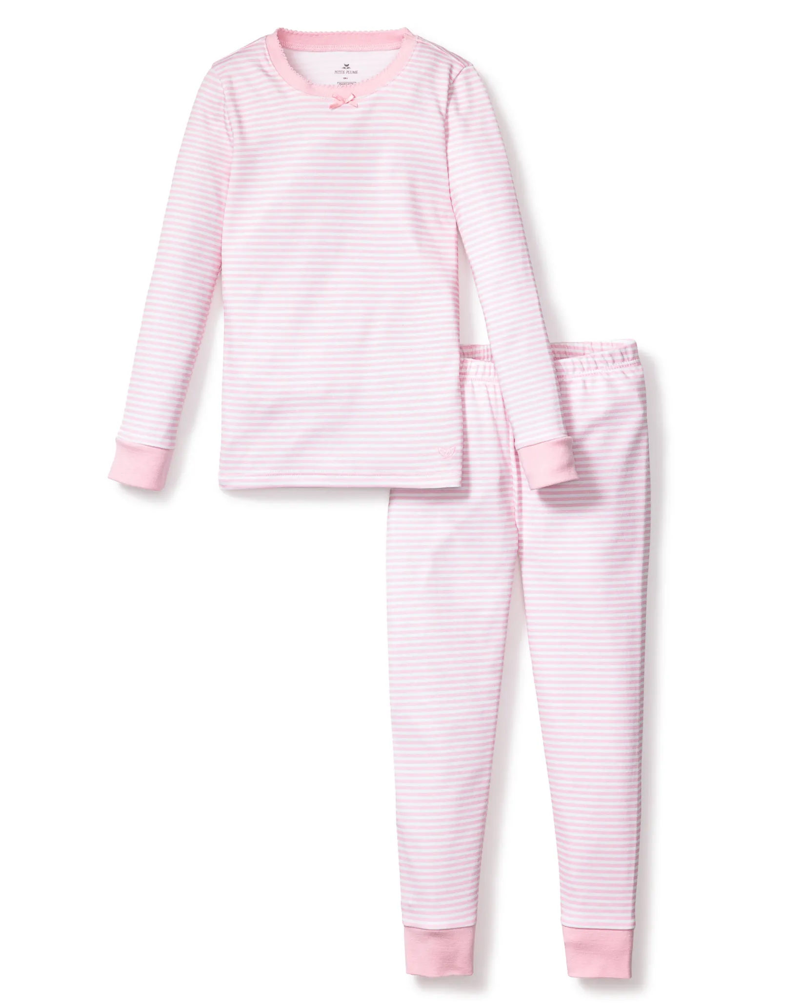 Kids Petite Plume Kid's Pima Snug Fit Pajama Set in Pink Stripes