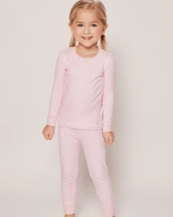 Kids Petite Plume Kid's Pima Snug Fit Pajama Set in Pink Stripes