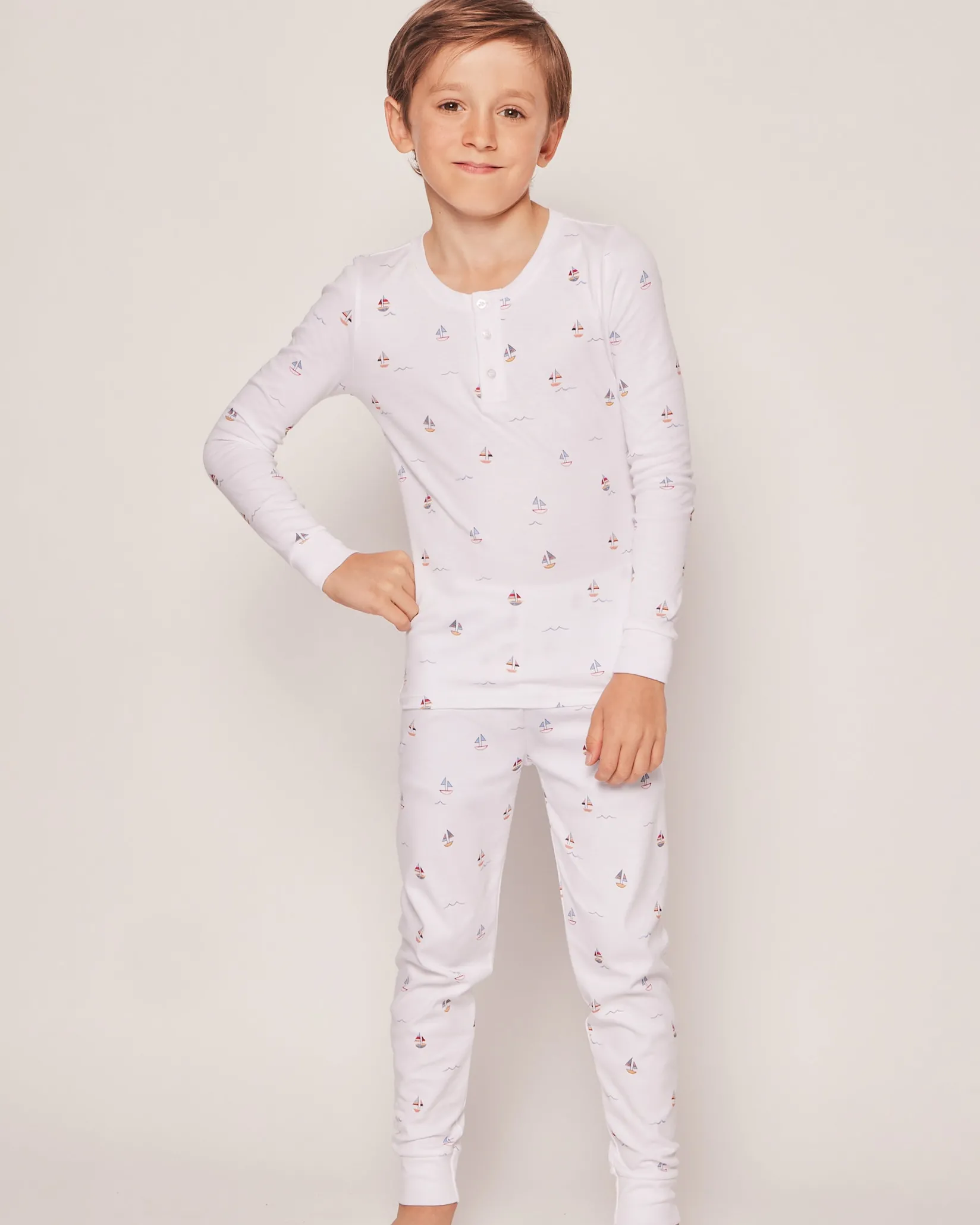 Kids Petite Plume Kid's Pima Snug Fit Pajama Set in Bateau