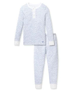 Kids Petite Plume Kid's Pima Snug Fit Pajama Set in Bluehearts