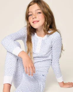 Kids Petite Plume Kid's Pima Snug Fit Pajama Set in Bluehearts