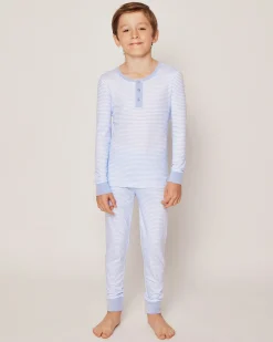 Kids Petite Plume Kid's Pima Snug Fit Pajama Set in Blue Stripes