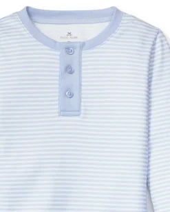 Kids Petite Plume Kid's Pima Snug Fit Pajama Set in Blue Stripes