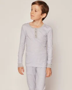 Kids Petite Plume Kid's Pima Snug Fit Pajama Set in Blue Stripes