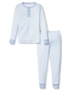 Kids Petite Plume Kid's Pima Snug Fit Pajama Set in Navy Stripes