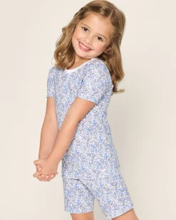 Kids Petite Plume Kid's Pima Snug Fit Short Set in Fleur D'Azur