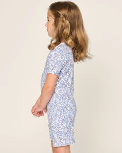Kids Petite Plume Kid's Pima Snug Fit Short Set in Fleur D'Azur