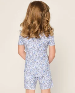 Kids Petite Plume Kid's Pima Snug Fit Short Set in Fleur D'Azur