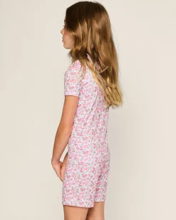 Kids Petite Plume Kid's Pima Snug Fit Short Set in Fleur D'Azur