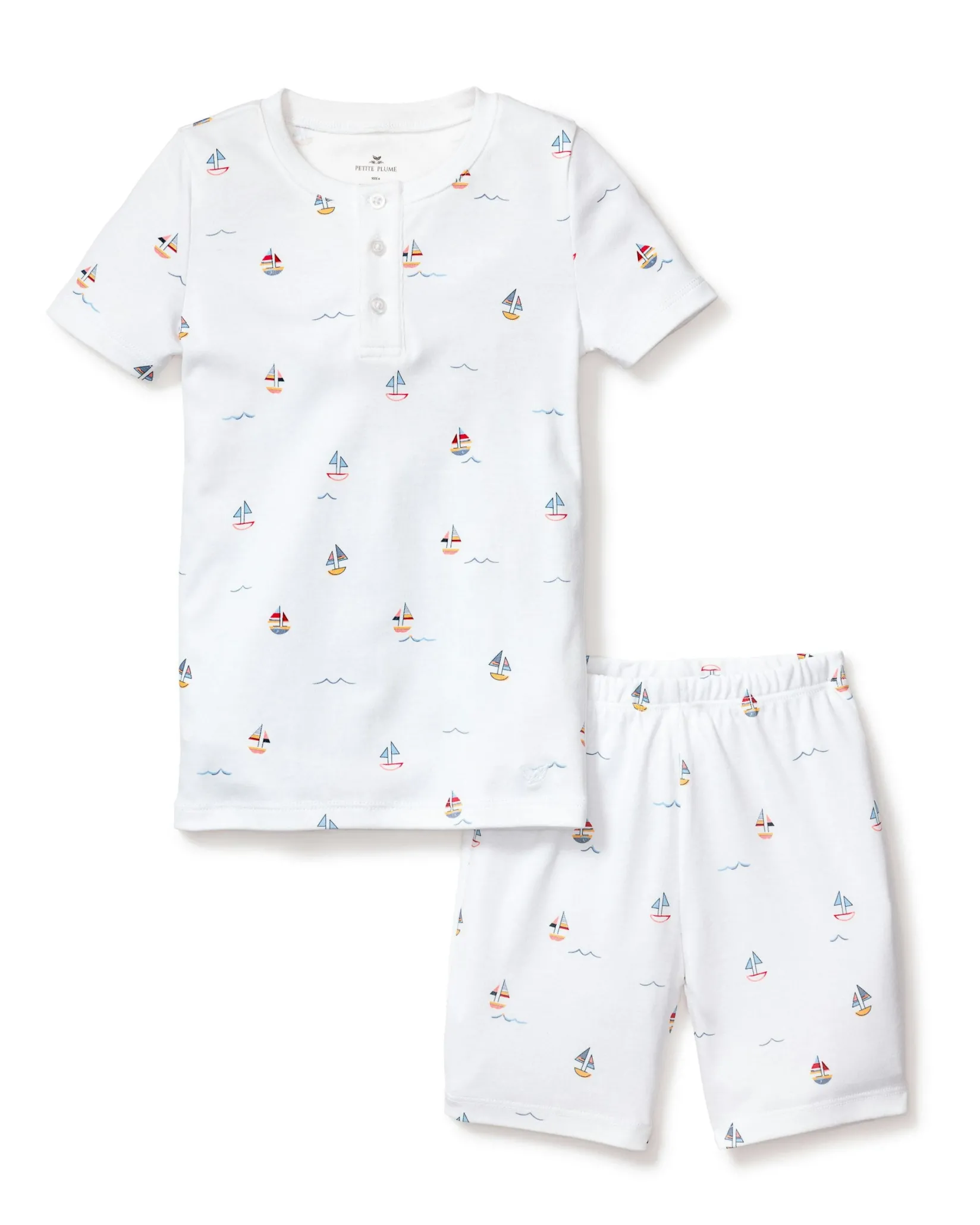 Kids Petite Plume Kid's Pima Snug Fit Short Set in Bateau