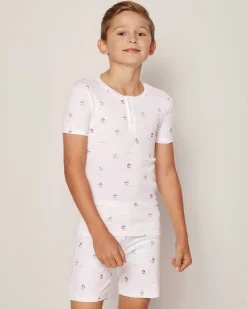 Kids Petite Plume Kid's Pima Snug Fit Short Set in Bateau