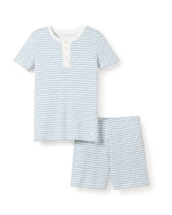 Kids Petite Plume Kid's Pima Snug Fit Short Set in Bateau