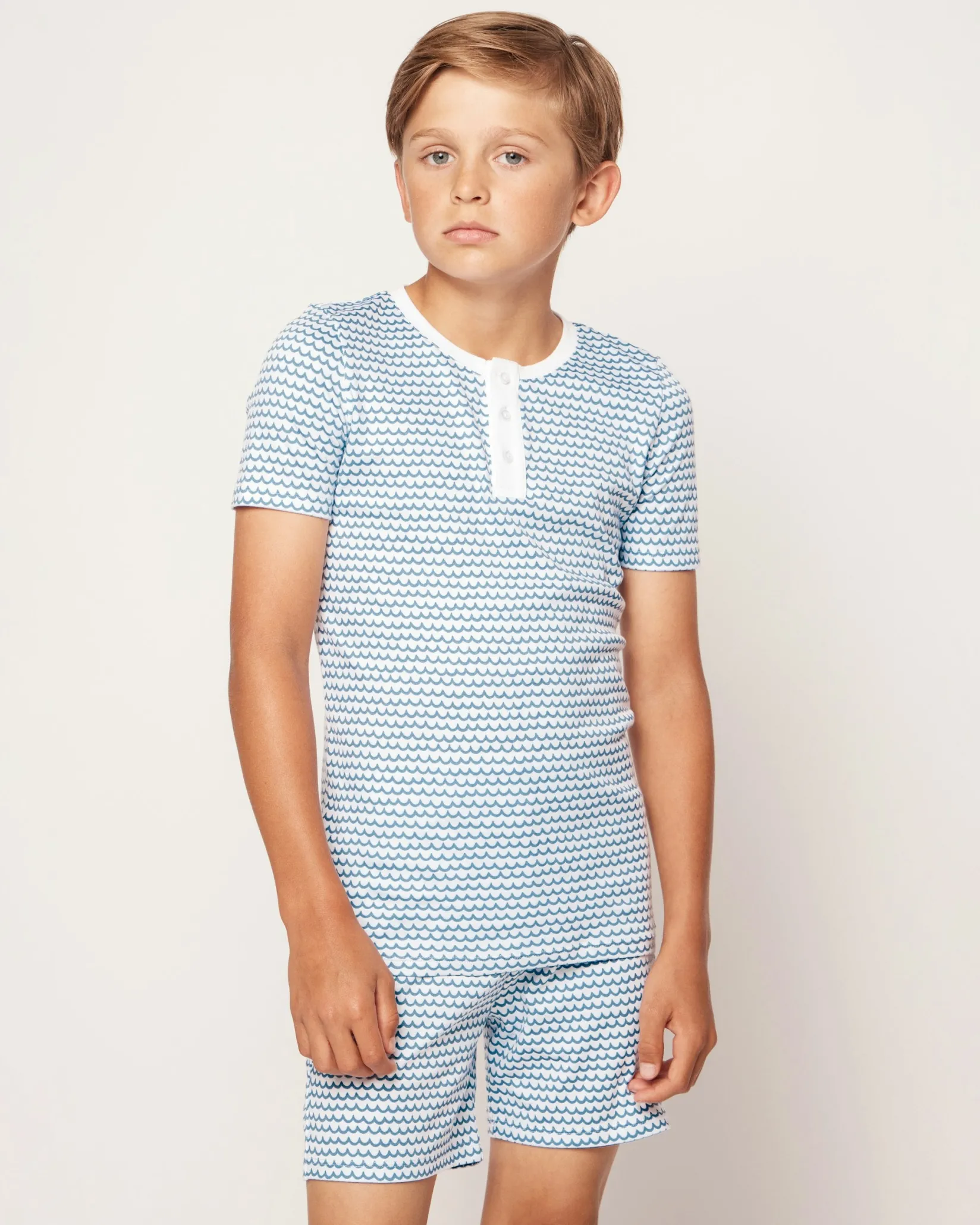 Kids Petite Plume Kid's Pima Snug Fit Short Set in Bateau