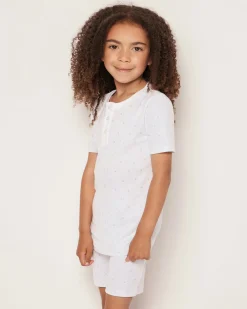 Kids Petite Plume Kid's Pima Snug Fit Short Set in Grey Stars
