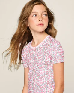 Kids Petite Plume Kid's Pima Snug Fit Short Set in Fleurs de Rose