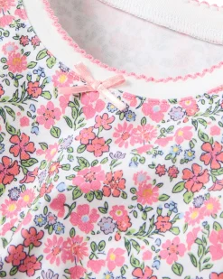 Kids Petite Plume Kid's Pima Snug Fit Short Set in Fleurs de Rose