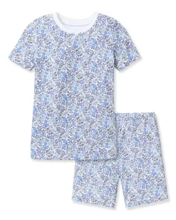 Kids Petite Plume Kid's Pima Snug Fit Short Set in Fleurs de Rose