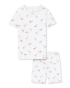 Kids Petite Plume Kid's Pima Snug Fit Short Set in Flamingos