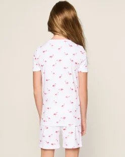Kids Petite Plume Kid's Pima Snug Fit Short Set in Flamingos