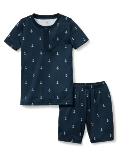 Kids Petite Plume Kid's Pima Snug Fit Short Set in La Mer