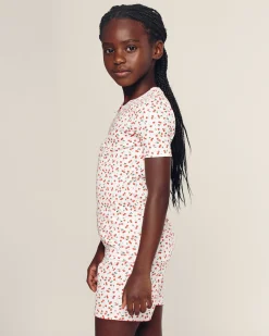 Kids Petite Plume Kid's Pima Snug Fit Short Set in Cherry Orchard