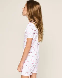 Kids Petite Plume Kid's Pima Snug Fit Short Set in Cherry Orchard