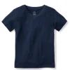 Kids Petite Plume Kid's Pima V-Neck Top in Navy