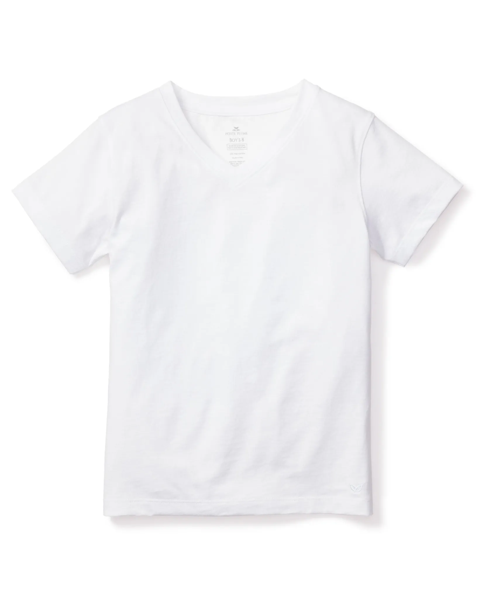 Kids Petite Plume Kid's Pima V-Neck Top in White