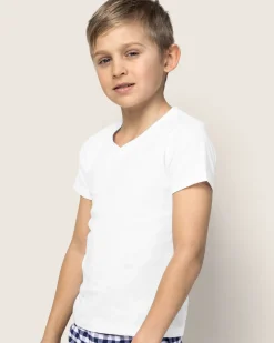 Kids Petite Plume Kid's Pima V-Neck Top in White