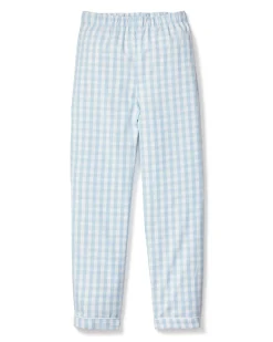 Kids Petite Plume Kid's Twill Pajama Pants in Light Blue Gingham