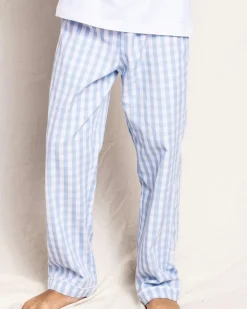 Kids Petite Plume Kid's Twill Pajama Pants in Light Blue Gingham