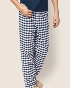 Kids Petite Plume Kid's Twill Pajama Pants in Light Blue Gingham