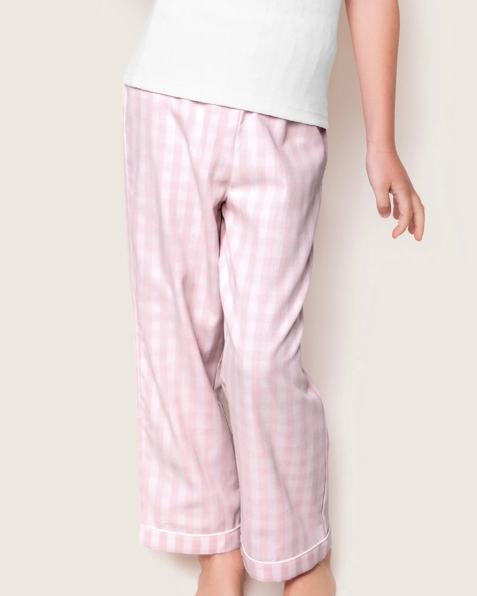 Kids Petite Plume Kid's Twill Pajama Pants in Pink Gingham