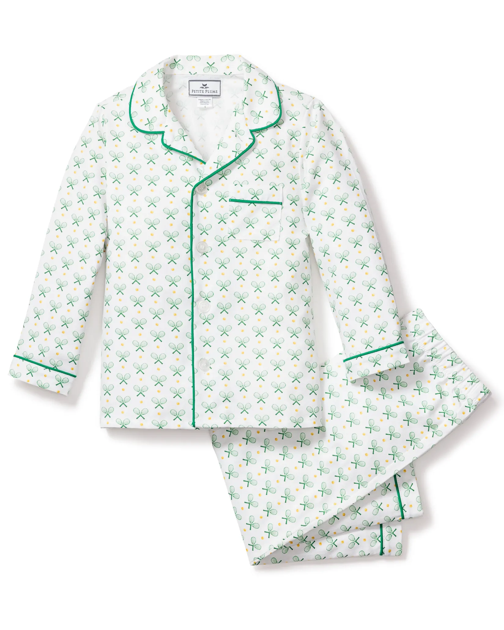 Kids Petite Plume Kid's Twill Pajama Set in Match Point