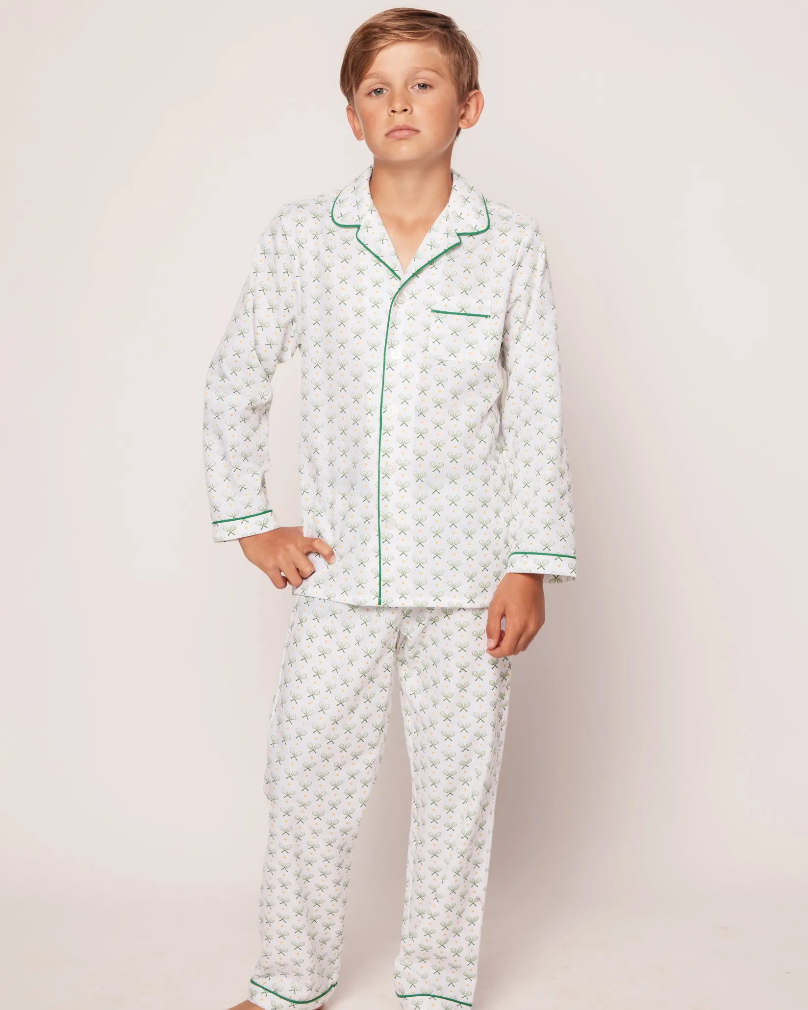Kids Petite Plume Kid's Twill Pajama Set in Match Point