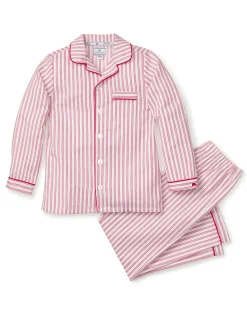 Kids Petite Plume Kid's Twill Pajama Set in Antique Red Ticking