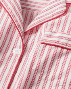 Kids Petite Plume Kid's Twill Pajama Set in Antique Red Ticking