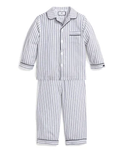 Kids Petite Plume Kid's Twill Pajama Set in Antique Red Ticking