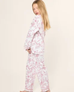 Kids Petite Plume Kid's Twill Pajama Set in Pink Timeless Toile