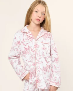 Kids Petite Plume Kid's Twill Pajama Set in Pink Timeless Toile