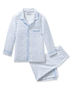 Kids Petite Plume Kid's Twill Pajama Set in Bluehearts