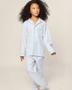 Kids Petite Plume Kid's Twill Pajama Set in Bluehearts