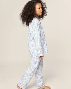 Kids Petite Plume Kid's Twill Pajama Set in Bluehearts