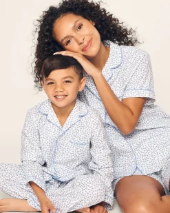 Kids Petite Plume Kid's Twill Pajama Set in Bluehearts