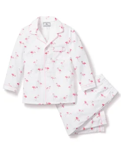 Kids Petite Plume Kid's Twill Pajama Set in Flamingos