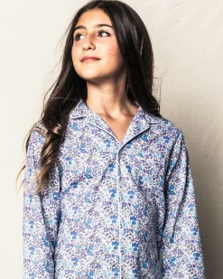 Kids Petite Plume Kid's Twill Pajama Set in Fleur D'Azur