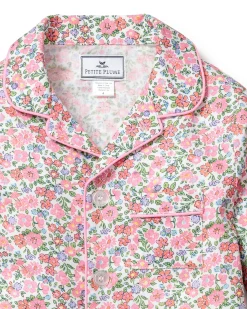 Kids Petite Plume Kid's Twill Pajama Set in Fleurs de Rose