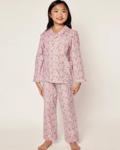 Kids Petite Plume Kid's Twill Pajama Set in Fleurs de Rose